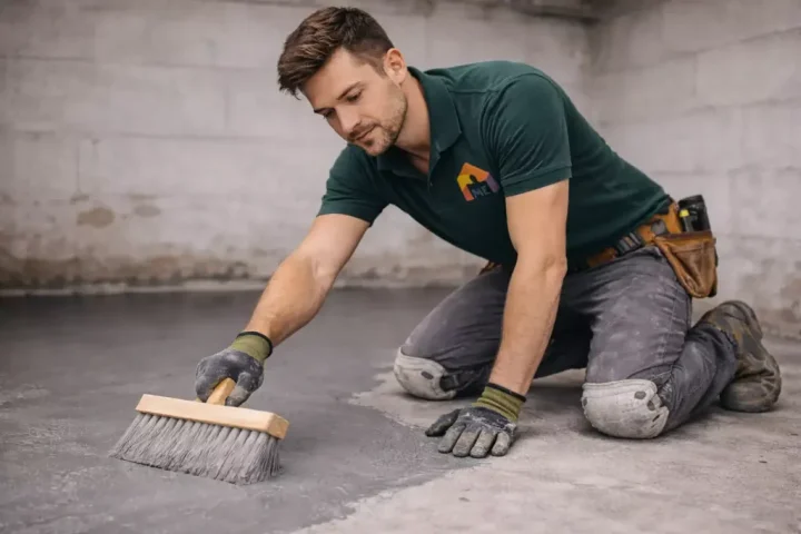 Bodenabdichtung und auftragen einer Dichtschlämme